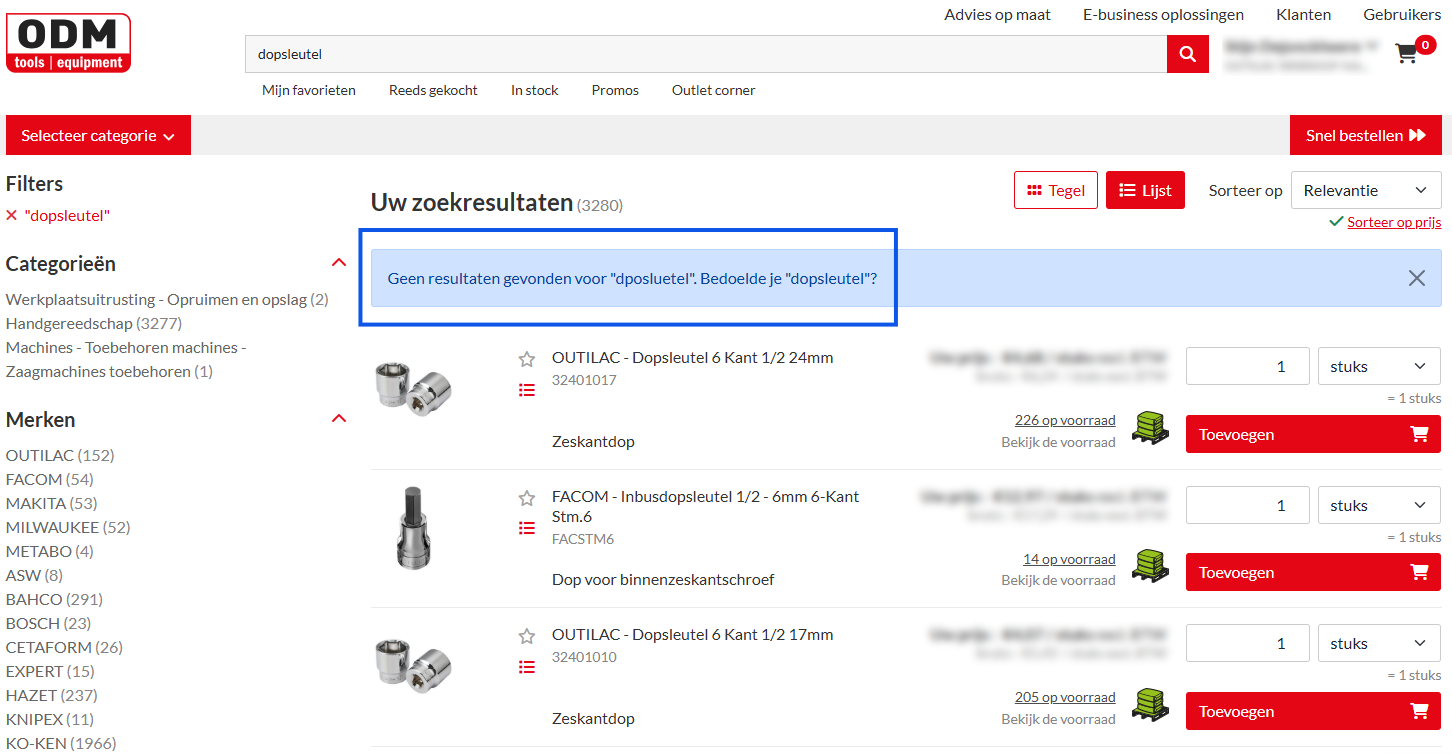 AI-ondersteund zoeken in de ODM webshop