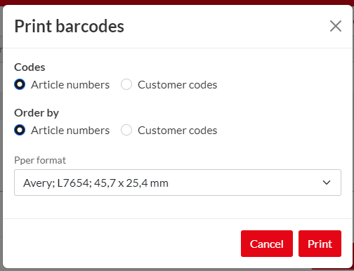 Print barcodes